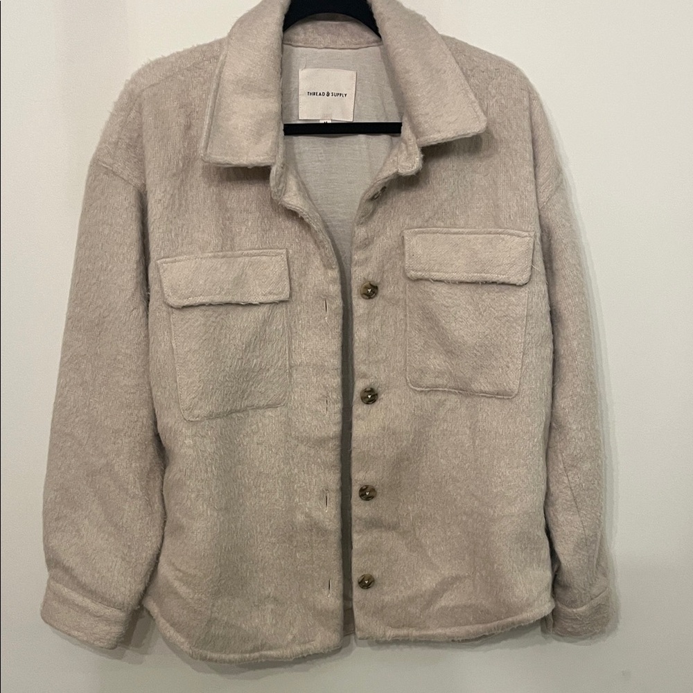 Thread & Supply Tan Teddy Shacket